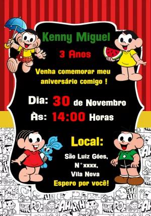 Convite de Aniversário Turma da Mônica para Editar Online