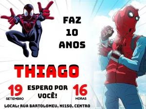 Convite Aniversário Homem-Aranha Miles Morales para Editar Online