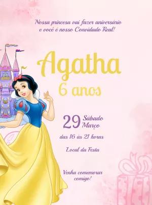 Convite de Aniversário Branca de Neve Princesa para Editar