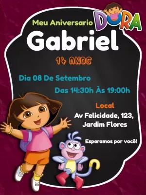 Convite de Aniversário Dora Aventureira para Editar Online