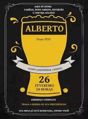 Convite de Aniversário Boteco com Cerveja para Editar Online