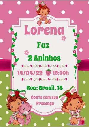 Convite de Aniversário Moranguinho Baby para Editar Online