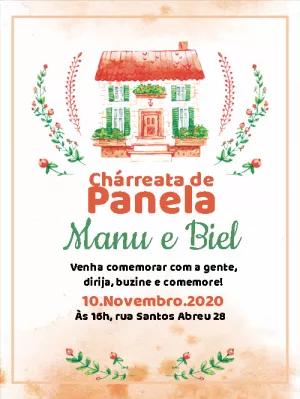 Convite Chárreata de Panela Casa Floral para Editar Online