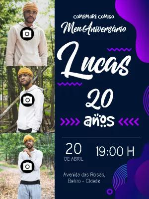 Convite de Aniversário Masculino com Foto para Editar Online