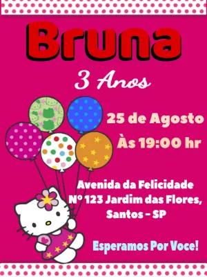 Convite de Aniversário Hello Kitty para Editar Online