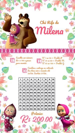 Chá Rifa Masha e o Urso Editável Online para Imprimir