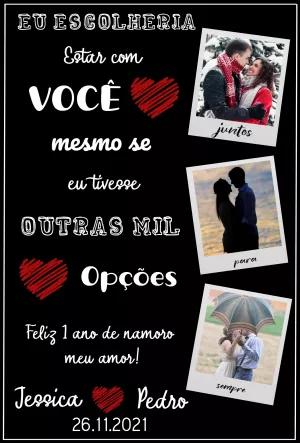 Quadro Romântico com Fotos para Namorados para Editar Online