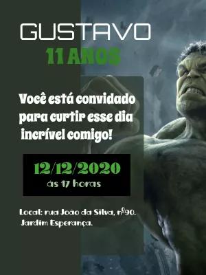 Convite de Aniversário Hulk para Editar Online