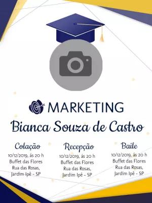Convite de Formatura com Foto para Editar e Imprimir