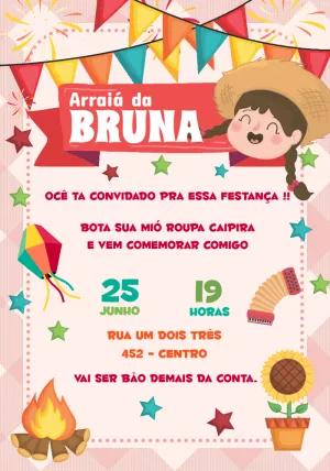 Convite de Aniversário Arraiá Caipira para Editar Online