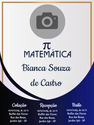 Convite de Formatura Matemática com Foto para Editar Online