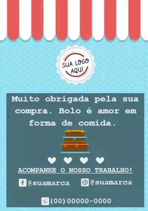 Cartão de Agradecimento Confeitaria com Bolo para Editar Online