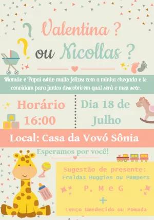 Convite Chá Revelação Girafa Fofo para Editar Online