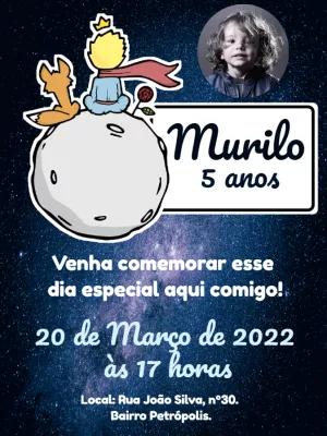 Convite Aniversário Pequeno Príncipe com Foto para Editar Online