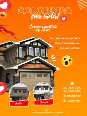 Panfleto Editável Online para Serviços de Pintura Profissional