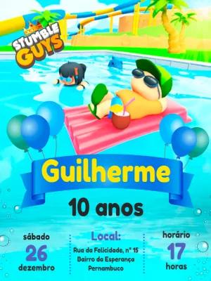 Convite de Aniversário Stumble Guys para Editar Online