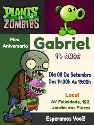 Convite de Aniversário Plants Vs Zombies para Editar Online