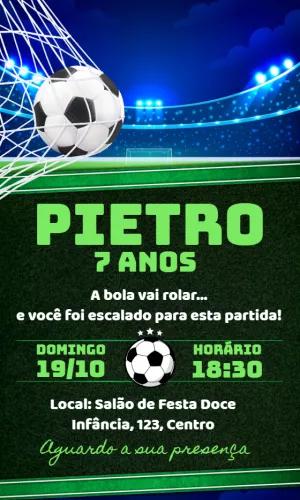Convite Aniversário Futebol Editável Online para Enviar