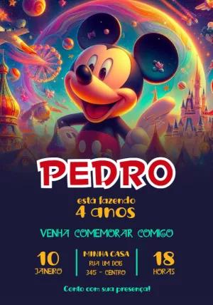 Convite de Aniversário Mickey Mouse para Editar Online