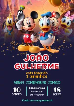 Convite Aniversário Turma do Mickey Mouse para Editar Online
