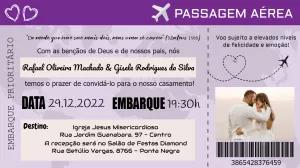 Convite de Casamento Passagem Aérea para Editar Online