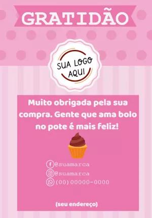 Cartão de Agradecimento Confeitaria Rosa para Editar Online