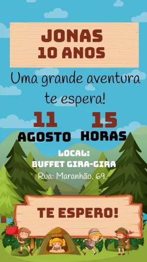 Convite Aniversário Acampamento Escoteiro para Editar Online