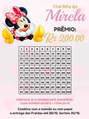 Convite Chá Rifa da Minnie Mouse para Editar e Imprimir