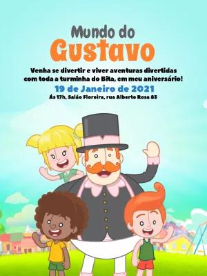 Convite Aniversário Mundo Bita com a Turma para Editar Online