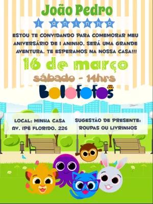 Convite Aniversário Bolofofos com Personagens para Editar