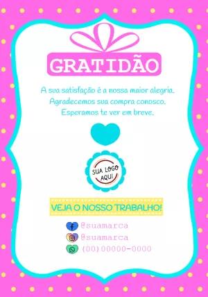 Cartão de Agradecimento pela Compra Rosa para Editar Online
