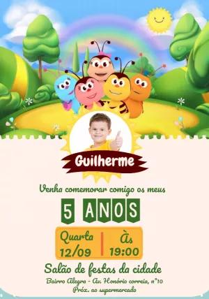 Convite de Aniversário Bichikids com Foto para Editar Online