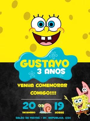 Convite de Aniversário Bob Esponja para Editar Online