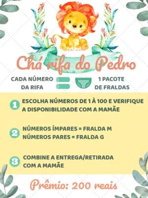 Convite Chá Rifa Leão Aquarela para Editar Online