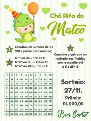 Convite Chá Rifa Dinossauro Baby para Editar Online