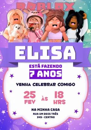 Convite Aniversário Roblox Menina para Editar Online