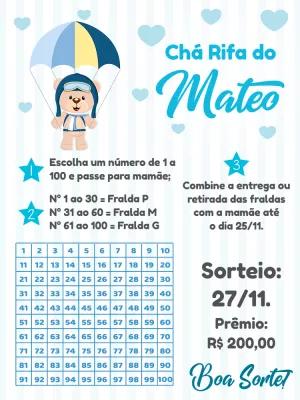 Convite Chá Rifa Ursinho Aviador Editável Online