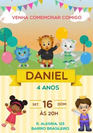 Convite Aniversário Daniel Tiger para Editar Online