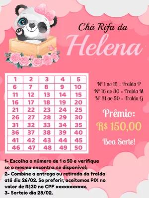 Chá Rifa de Bebê Pandinha Editável para Menina Online