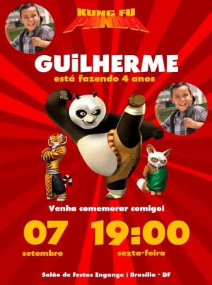 Convite Aniversário Kung Fu Panda com Foto para Editar