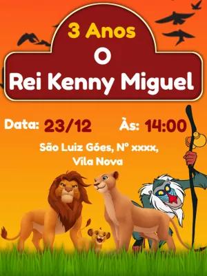 Convite Aniversário Rei Leão com Personagens para Editar