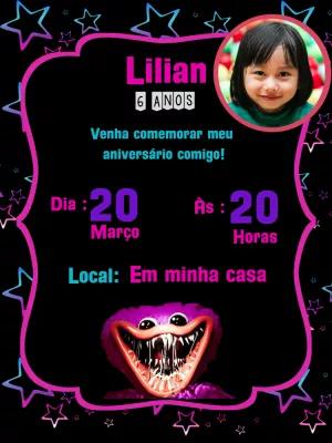 Convite de Aniversário Poppy Playtime para Editar Online