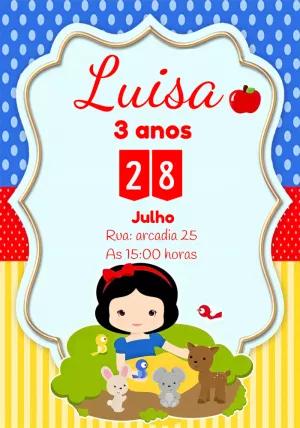 Convite Aniversário Branca de Neve para Editar Online