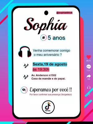 Convite de Aniversário Tik Tok Moderno para Editar Online