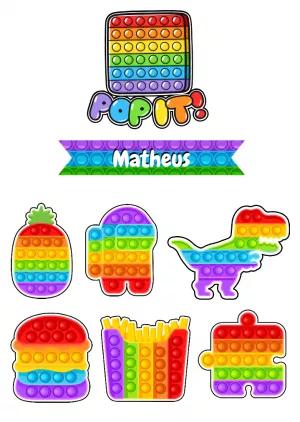 Topo de Bolo Pop It com Elementos para Editar Online