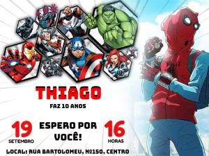 Convite Aniversário Vingadores Editável Online