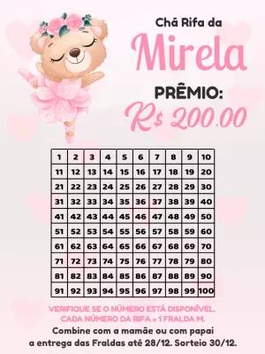 Convite Chá Rifa Ursinha Bailarina Editável Online