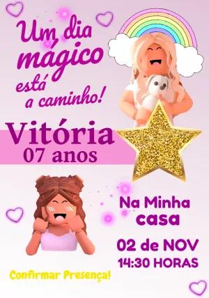Convite Aniversário Roblox Menina para Editar Online