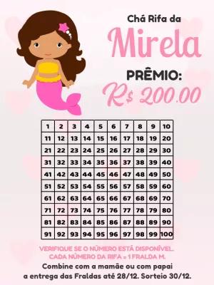 Chá Rifa de Bebê Sereia Editável para Enviar Online