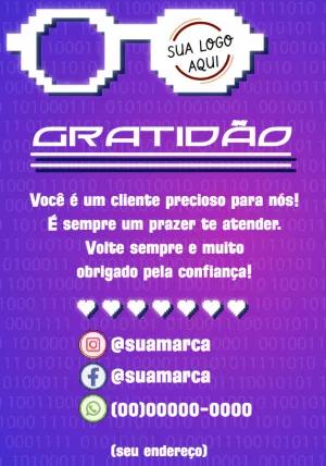 Cartão de Agradecimento Geek com Pixel Art para Editar Online